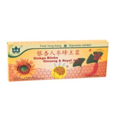 Ginkgo Biloba + Ginseng + Royal Jelly, 10fiole x 10ml, YONG KANG